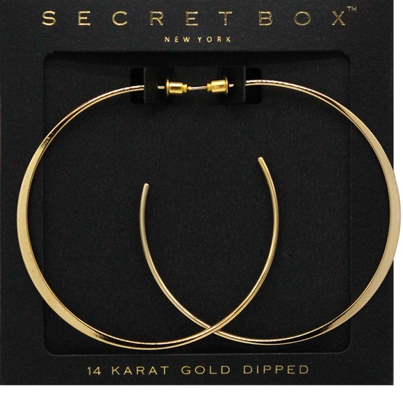 Secret Box New York 14K Gold  2.25 Inch Dipped Hoop Earrings (E) - Picture 1 of 1